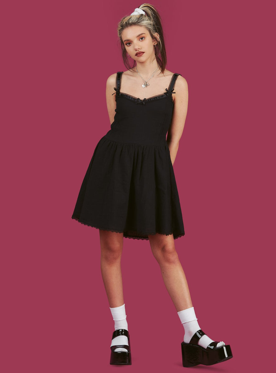 unif black button up dress UNIF